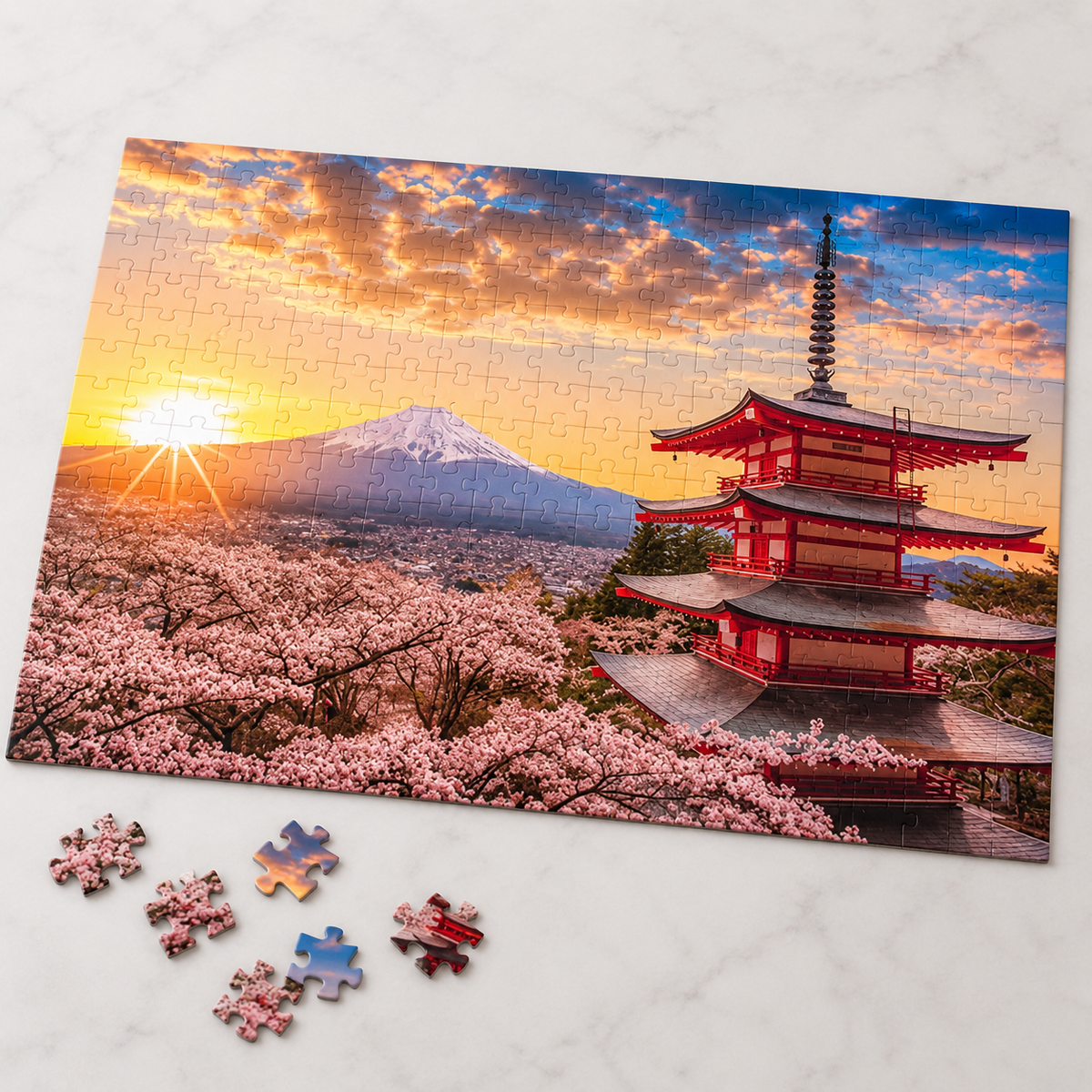 ジグソーパズル 春暁の富士山と桜（山梨） 500ピース